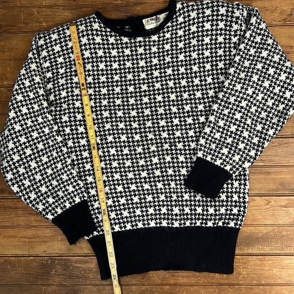 Vintage 80’s 90’s womens acrylic crew neck sweater black whitesize medium - Picture 3 of 6